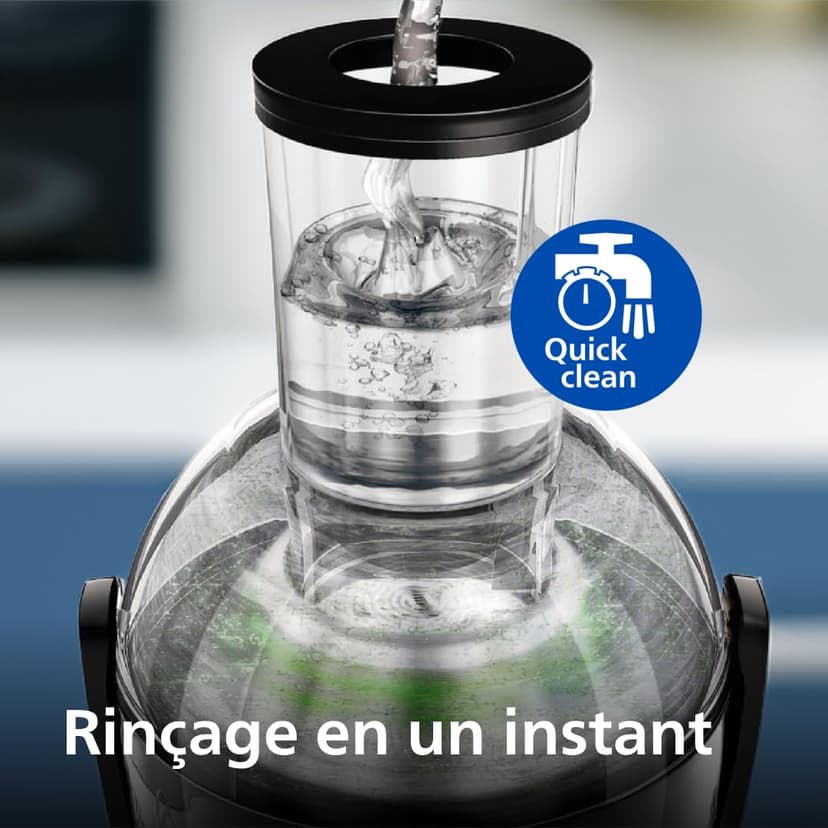 Philips Centrifugeuse Série 3000 - Extracteur de Jus avec cheminée XL 75mm, Technologie QuickClean, Capacité 2 L, Puissance 800W, Facile à assembler et rincer, Jus lisse sans pulpe, noir (HR1856/70) - 3