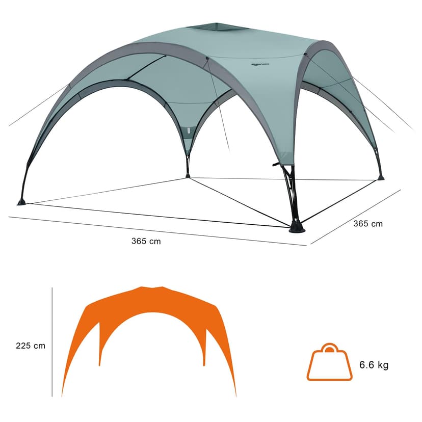 Amazon Basics Event, Garden Gazebo Beach Sun Shelter, 3.65x3.65m, Light Green - 2