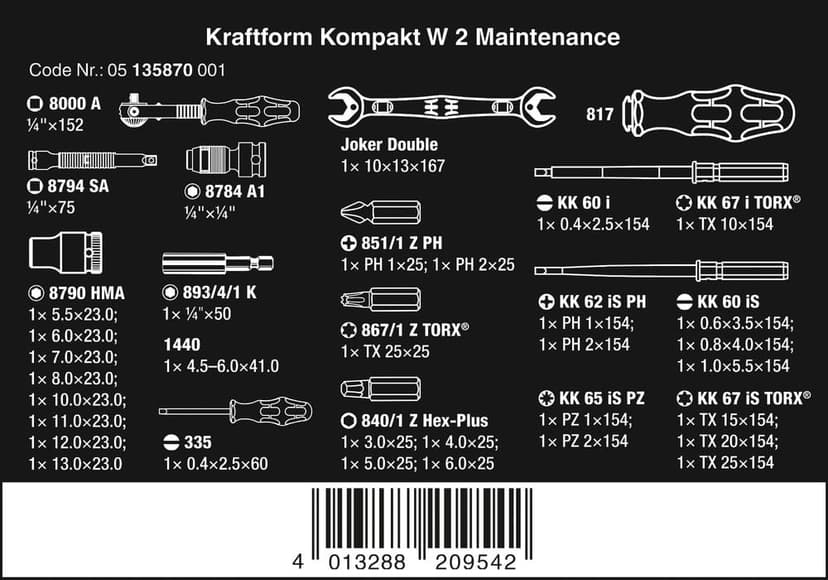 Wera 05135870001 Kraftform Kompakt W 2 Wartung Screwdriver Set, Red - 2
