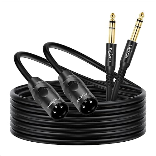 Twozoh XLR to 1/4 Inch Jack TRS Cable 2 Pack, balanced 6.35mm Plug to 3 pin XLR Male, Quarter inch Stereo Male Guitar Cable 2M (Profesional/Hifi)