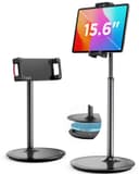 SAIJI Support de Tablette Réglable, Support de Téléphone avec Grande Base Stable, Angle et Hauteur Réglable Compatible avec 4,7-12,9" Iphone iPad Pro Air Mini (Argent) - 1