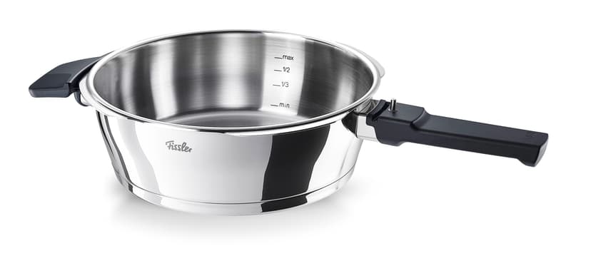 Fissler Vitaquick Jeu D’autocuiseurs, 3 Pièces (1 Faitout-autocuiseur 4,5 l + 1 Poêle-autocuiseur 2,5 l 22 cm), Compatible Induction, Métallique, Argenté - 4