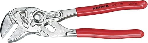 KNIPEX Pliers Wrench, Chrome-Plated, 300 mm, Grips Continuously up to 68 mm, Fine Adjustment by Button Push, Adjustable Wrench, 86 03 300