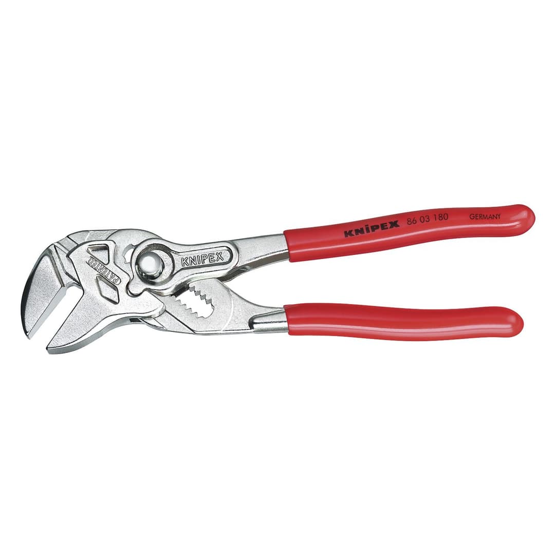 KNIPEX Pliers Wrench, Chrome-Plated, 300 mm, Grips Continuously up to 68 mm, Fine Adjustment by Button Push, Adjustable Wrench, 86 03 300