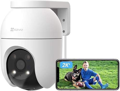 EZVIZ 2.5K Wifi Security Camera Outdoor Wired, No Monthly Fee, PTZ 360°, 512GB Supports, Starlight Color Night Vision, Human/Vehicle Detection, Auto-Track, CCTV Camera System, Alexa/Google (C8c 4MP)