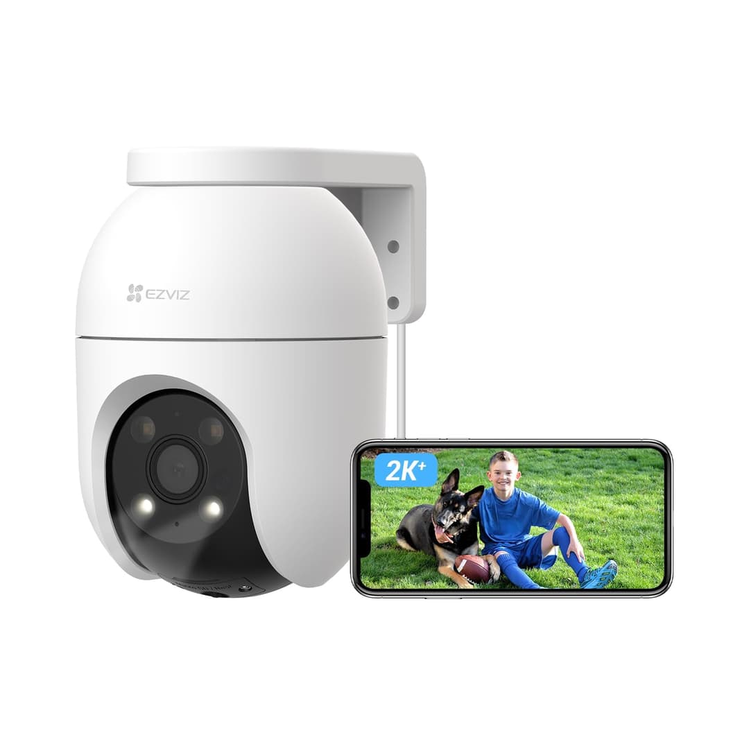 EZVIZ 2.5K Wifi Security Camera Outdoor Wired, No Monthly Fee, PTZ 360°, 512GB Supports, Starlight Color Night Vision, Human/Vehicle Detection, Auto-Track, CCTV Camera System, Alexa/Google (C8c 4MP)