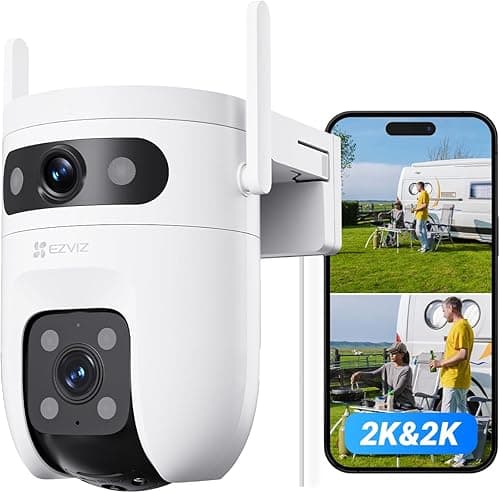 EZVIZ 3MP+3MP Caméra Surveillance WiFi Extérieure à Double Objectif, 360° PTZ Camera, Suivi Auto, Détection de Forme Humaine/Véhicule,Défense Active,Vision Nocturne Couleur 40M, C9c 2K Dual