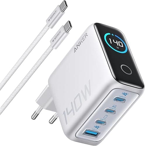 Anker USB C Charger Fast Charging 140W, 4-Port Fast Charging, Intuitive Design and Compatible with MacBook, iPhone 16/15, Samsung, Pixel and More