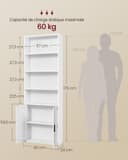 VASAGLE Bookcase, 6-Tier Tall Bookshelf, Book Shelf with Doors, Shelving Unit, 24 x 60 x 175 cm, for Living Room, Home Office, Dinning Room, Cloud White LBC402W01 - 6