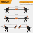 TOOLMAYS Jeu de 2 Serre-joints Rapide à une Main avec Connecteur, Largeur de Serrage 152/420mm, Force de Serrage Maximale 100 kg, Ouverture Flexible Plage d'Extension 154 mm - 620 mm - 2
