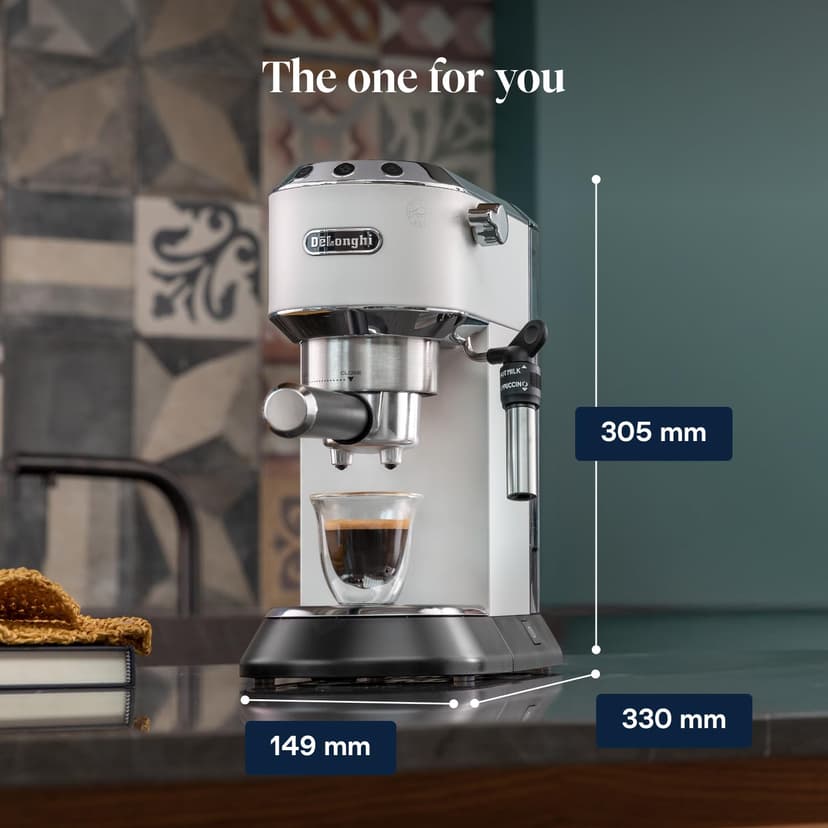 De'Longhi EC685.W Dedica Style Pump Espresso, Metal, 1.45 W, 1 Liter, White - 9