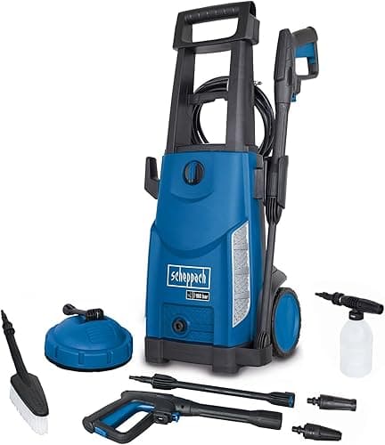 Scheppach HCE2400 Electric Pressure Washer | 2400W | 180Bar | 480L/h | 5m Hose | Surface Cleaner & Accessories