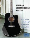 Winzz 4/4 Electro-Acoustic Guitar, Western Guitar Set for Adults and Beginners, Acoustic Guitar 41 Inch with 4-Band Equaliser (Dreadnought, Glossy, Black) - 2