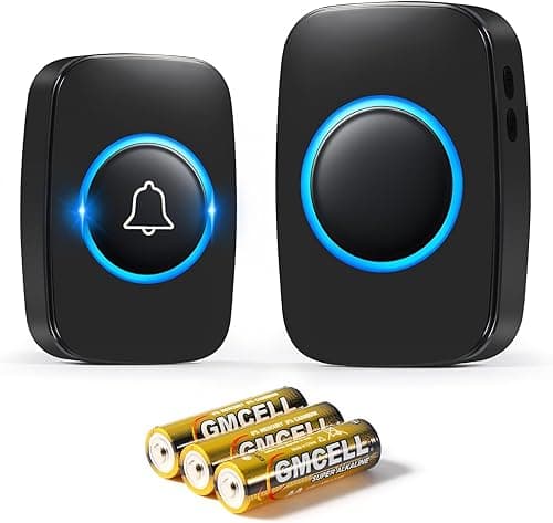 Blendura funk türklingel Set, 300 m Wireless Range IP44 Waterproof Electronic Front Doorbell with Plug-in Receivers, 60 Melodies, 5 Volume Levels, Black