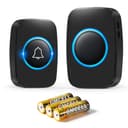 Blendura funk türklingel Set, 300 m Wireless Range IP44 Waterproof Electronic Front Doorbell with Plug-in Receivers, 60 Melodies, 5 Volume Levels, Black - 1