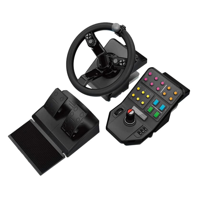 Logitech G Saitek Farm Sim Controller, Heavy Equipment Bundle for Farming Simulator, Gaming Steering Wheel and Pedals with Control Panel, 900° Wheel, 38+ Assignable Buttons, USB, PC/Mac - Black - 2