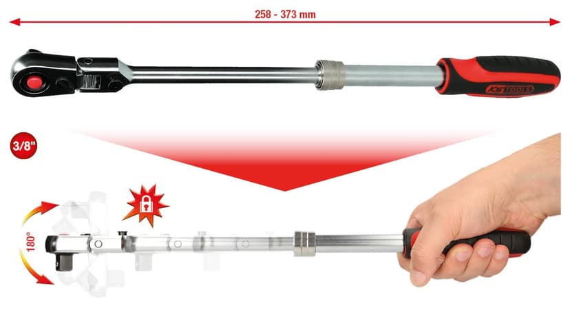KS Tools SlimPower 914.3820 Telescopic Joint Reversible Ratchet 3/8 Inch 72 Teeth - 2