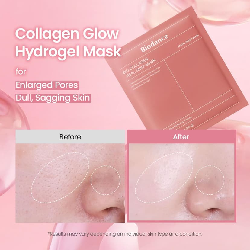 BIODANCE Bio-Collagen Masque Profond Réel, Masque Hydrogel, Minimisation des Pores, Amélioration de l'Élasticité, Skincare Coréenne| 34 g (1,19 oz) x 4 pièces - 3