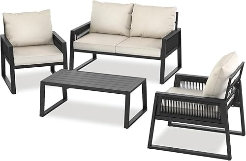 tectake® Ensemble Salon de Jardin Exterieur 4 Personnes e…