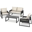 tectake® Ensemble Salon de Jardin Exterieur 4 Personnes en Aluminium Canapé 2 Places 2 Fauteuil Salon et 1 Table de Jardin, Coussins Inclus, Mobilier Amenagement Balcon Terrasse Veranda - 1