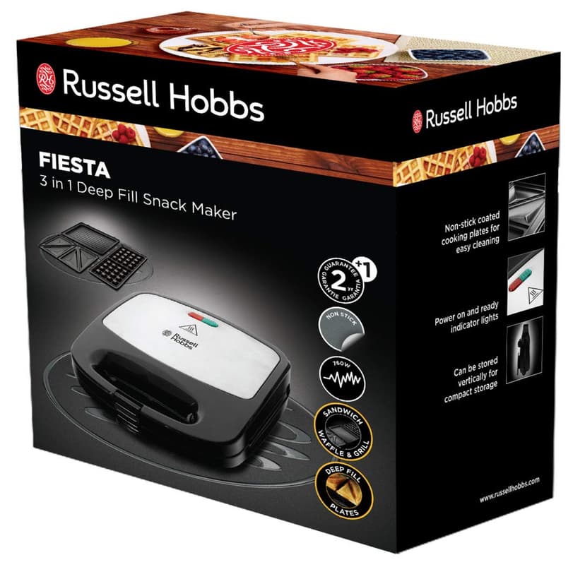 Russell Hobbs Appareil Croque Monsieur [Multifonction 3 en 1] Fiesta (Gaufrier, Sandwich, Gril, Plaques antiadhésives lavables au lave-vaiselle, extensible : cake pop, mini donut, churros) 24540-56 - 7