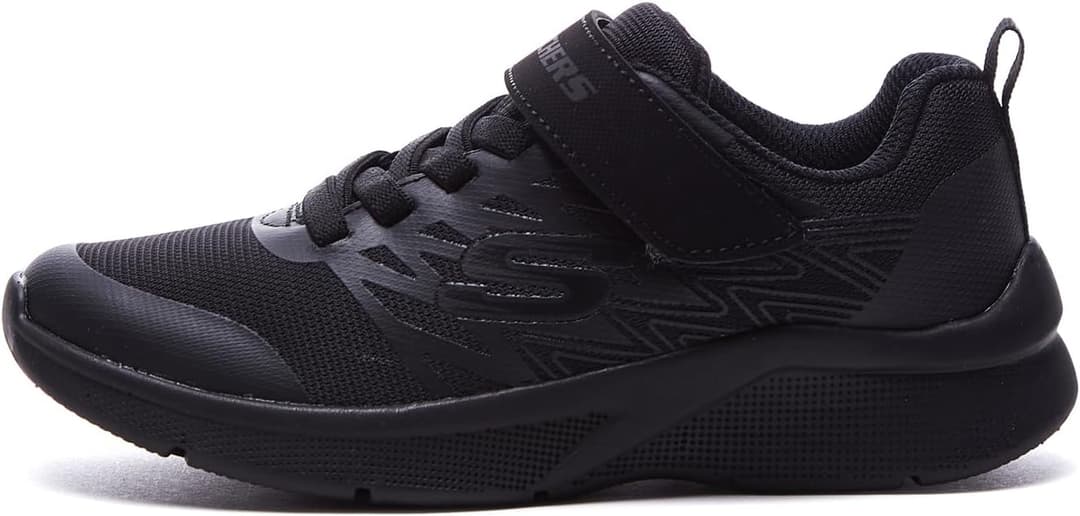 Skechers Boy's Microspec Texlor Sneaker, Black Textile Trim, 1.5 UK