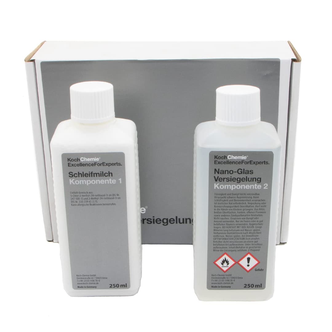 Koch Chemie Nano Glass Sealing Set, 2x 250 ml + Koch Chemie 1K-Nano Nano Varnish Seal, Set of 3