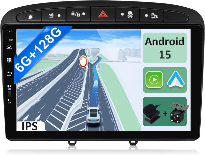 YUNTX [6GB+128GB] Android 14 2 Din Car Stereo Fit for Suzuki Swift (2005-2019)-[Built-in CarPlay/Android Auto/DSP/GPS]-IPS 2.5D 9”Touchscreen-Camera+MIC-DAB/360 Camera/Bluetooth 5.0/Mirror Link/USB - 1