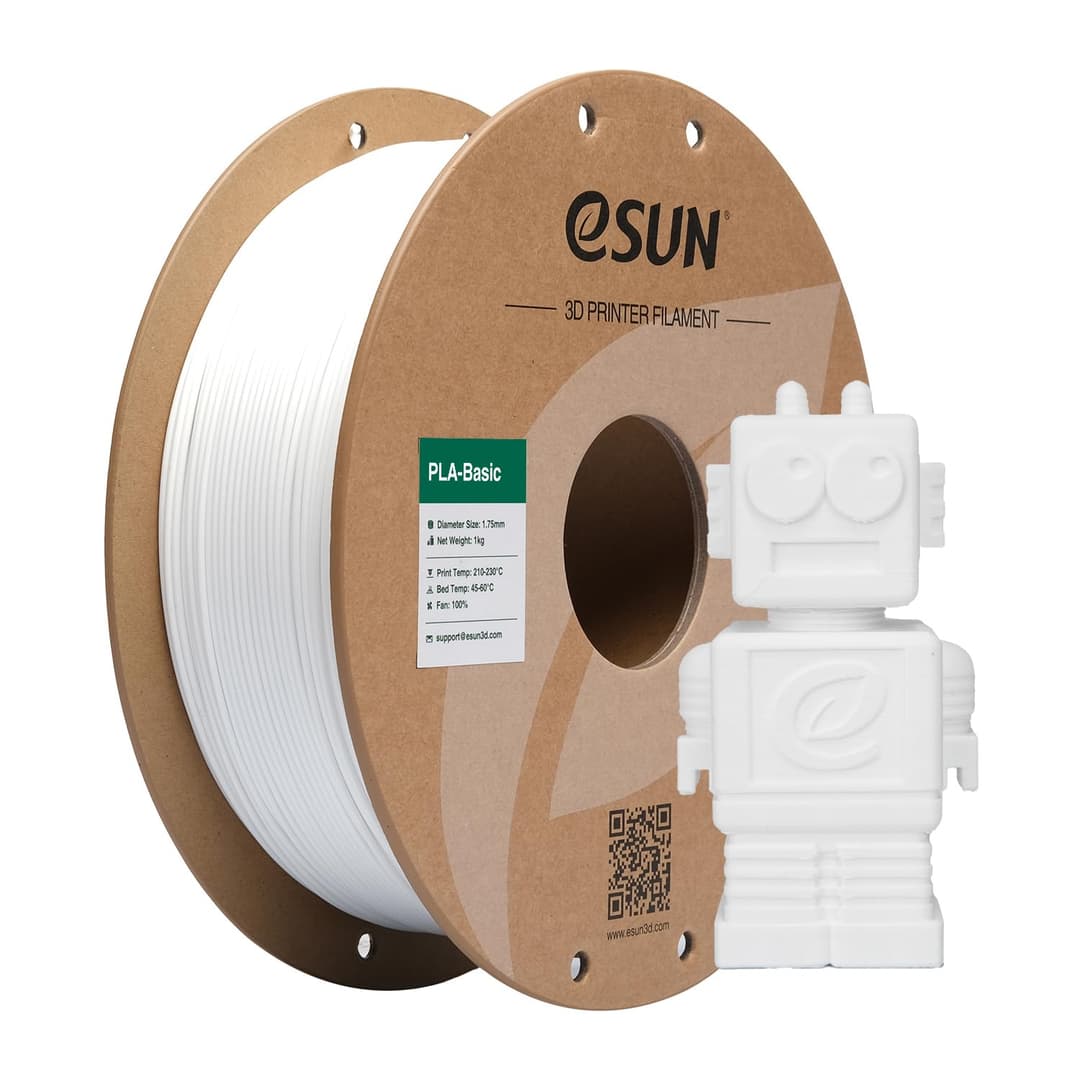 eSUN PLA Filament 1.75mm, PLA Basic 3D Printer Filament Dimensional Accuracy +/- 0.05mm, 1KG Spool (2.2 LBS) Speedy Filament for 3D Printers,White