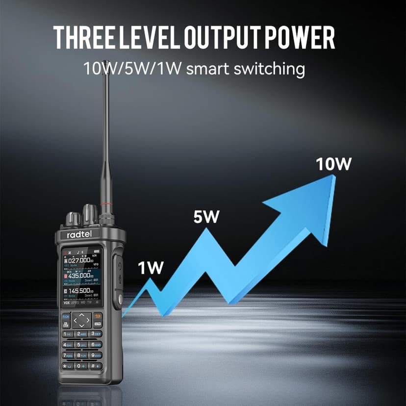 Radtel RT-950 PRO Ham Radio GPS/APRS, 10W Walkie Talkie Long Range Handheld Two Way Radio, AM/FM/CB/SW/MW/LW Reception, Bluetooth APP Programming (with Programming Cable Extra Battery) - 4