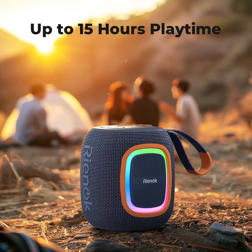 RIENOK Bluetooth Speaker Wireless Portable Waterproof Speaker with Lights FM Radio 15-Hour Playtime Bluetooth 5.3 TF Card USB Playback Mini for Home Garden Party Camping Travel - 3