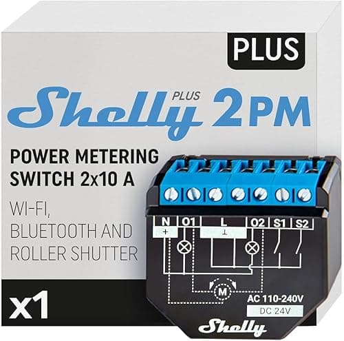 Shelly Plus 2PM - 16A | WiFi & Bluetooth 2-Channel Smart Switch with Power Metering | Home Automation | Roller Shutter Remote Control | Alexa & Google Home Compatibility | iOS Android App