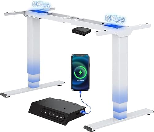 FLEXISPOT EC5B Electric Standing Desk with 3 Columns 2 Motors Height Adjustable Standing Desk Frame, Memory Control Panel, Load 100 kg, Black