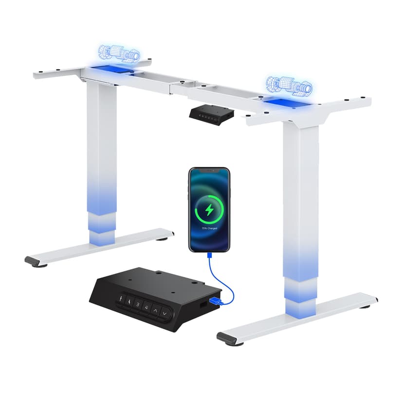 FLEXISPOT EC5B Electric Standing Desk with 3 Columns 2 Motors Height Adjustable Standing Desk Frame, Memory Control Panel, Load 100 kg, Black - 1