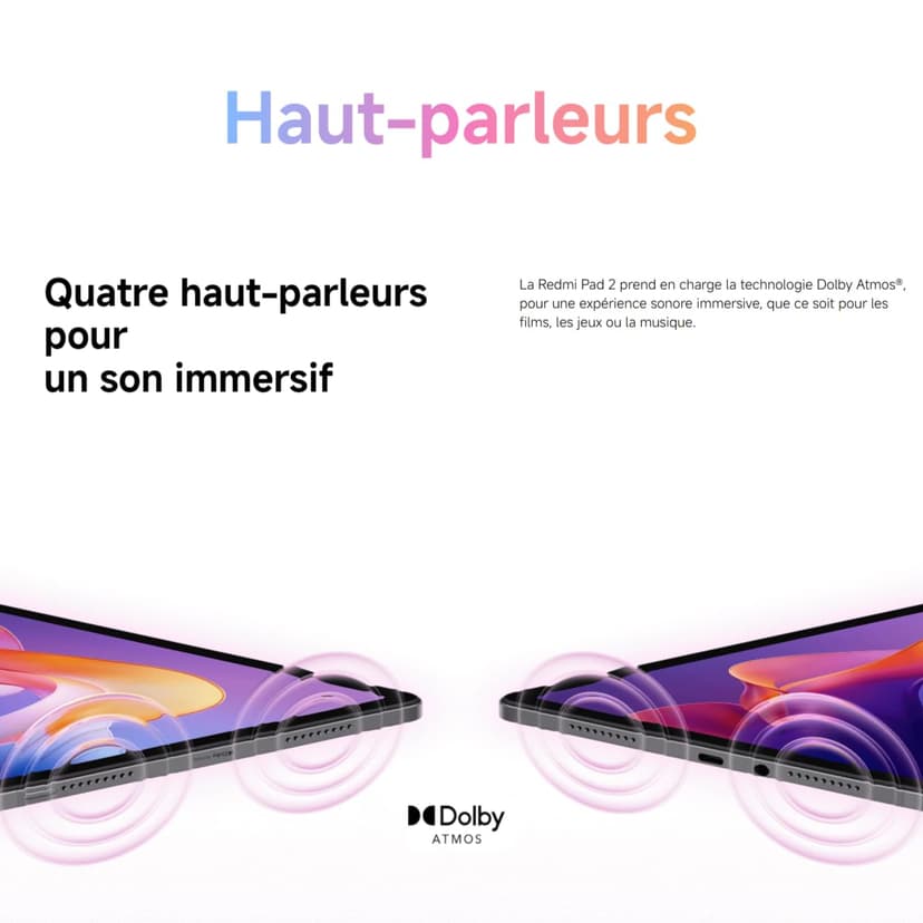 XIAOMI Redmi Pad 2, 8+256Go, Grise, Écran 11" 2,5K, Batterie 9000mAh, Processeur avancé Helio G100-Ultra, (Aucun Adaptateur Secteur Inclus) (Version Française + 2 Ans de Garantie) - 9
