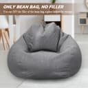 Highdi Large Bean Bag Without Fillings - Cotton Linen Durable & Comfortable, Grey Storage Bean Bag Chair for Living Room/Bedroom/Gaming Room, Perfect for Adults & Teens, Childrens - 2
