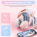 RGB Cat Ear Headphones,Bluetooth 5.3 Stereo Gaming Headset Over Ear Wireless Earphones with 50MM Driver/Detachable Mic/Elk Ears for Kids Adults - 3