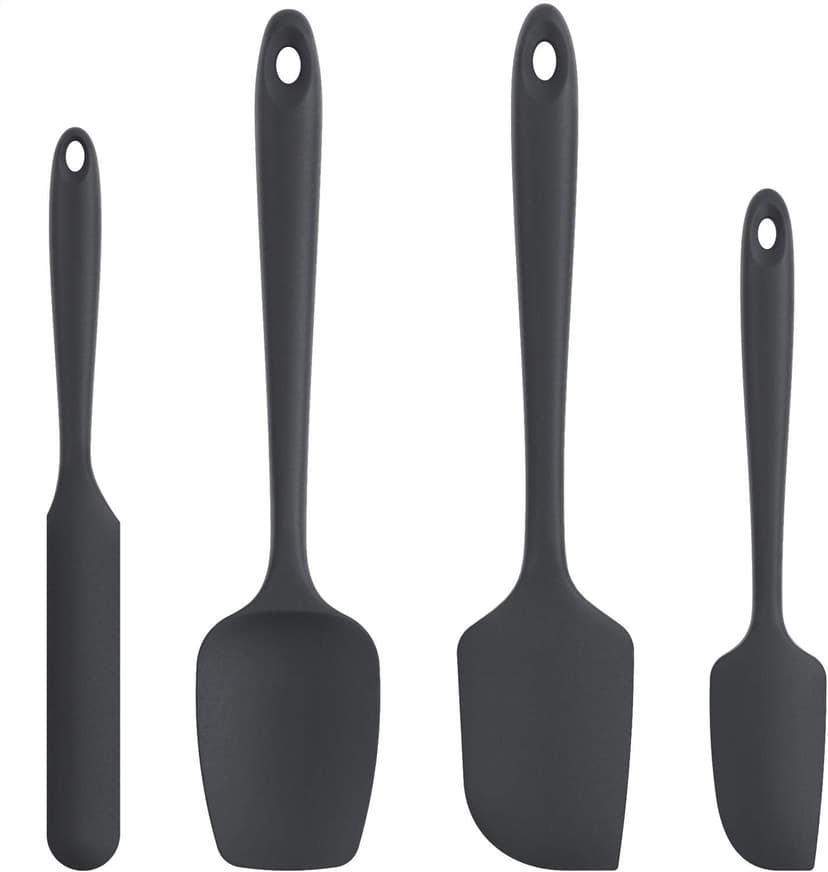 U-Taste Silicone Spatula Set of 4: 315 ℃ Heat-Resistant Flexible Food Grade Bowl Scraper, Seamless Rubber Kitchen Cooking Mixing Baking Scraping for Nonstick Cookware(Black) - 1
