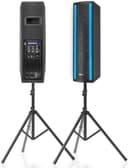Pyle Portable Bluetooth PA Speaker System - 3-Way Active & Passive Outdoor Bluetooth Speaker Portable PA System w/Microphone In, Party Lights, FM Radio - Tripod, Remote - Pyle PS65ACT,Black - 1