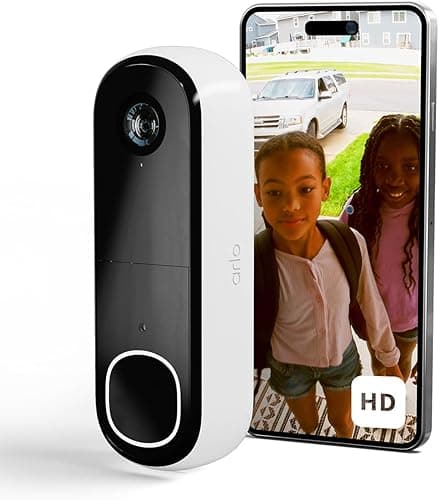 Arlo HD Doorbell Camera Wireless, Outdoor WiFi Video Doorbell, Motion Sensor CCTV Camera Systems, 6 Month Battery Operated Security Camera, Night Vision, Arlo Secure Trial Included, White, UK