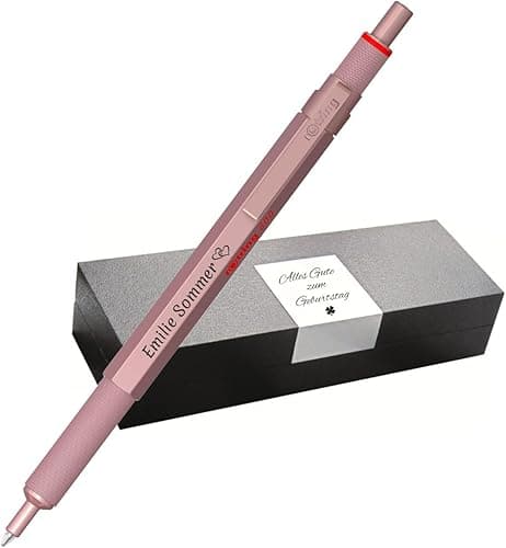 rOtring 600 Ballpoint Pens - Metal Case - Personalised Engraving - Great Retractable Ballpoint Pen with Case - Personalised - Gift Idea for Men & Women (Rose Gold)