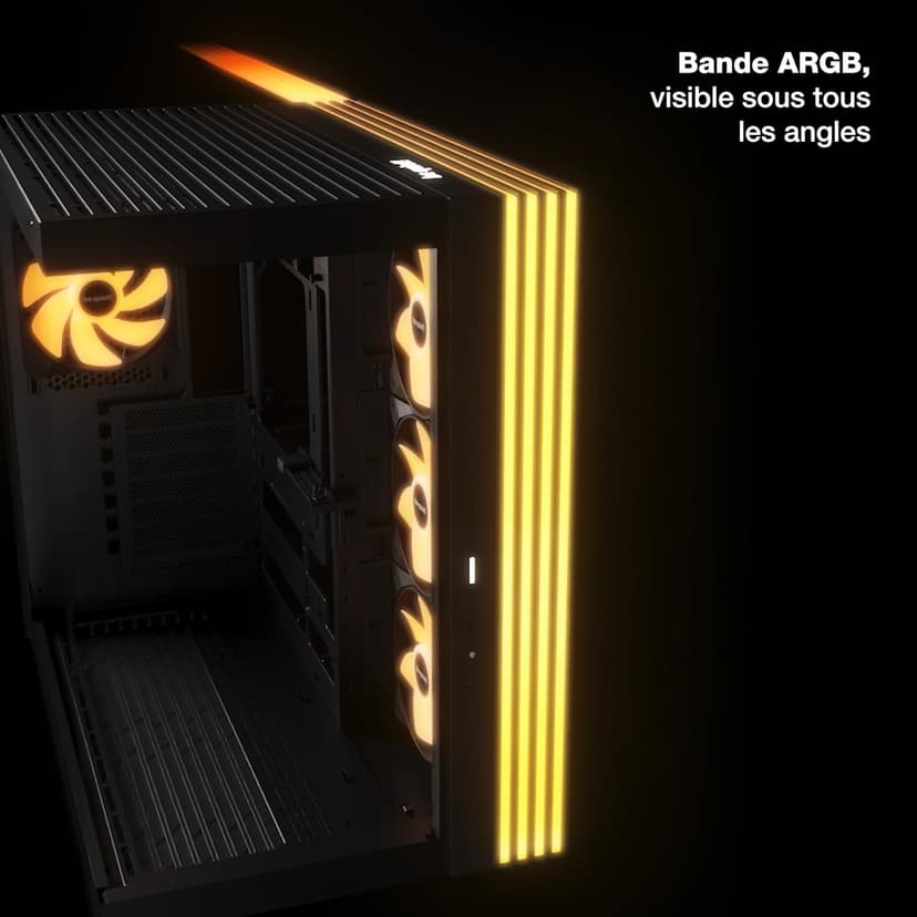 be quiet! Light Base 600 LX Black PC Case, Stunning Panoramic View, Show Case, Dual Chamber Design, Solid ARGB LED Strip, 4 Light Wings LX PWM Fans, Inverted and Horizontal Usable - 2