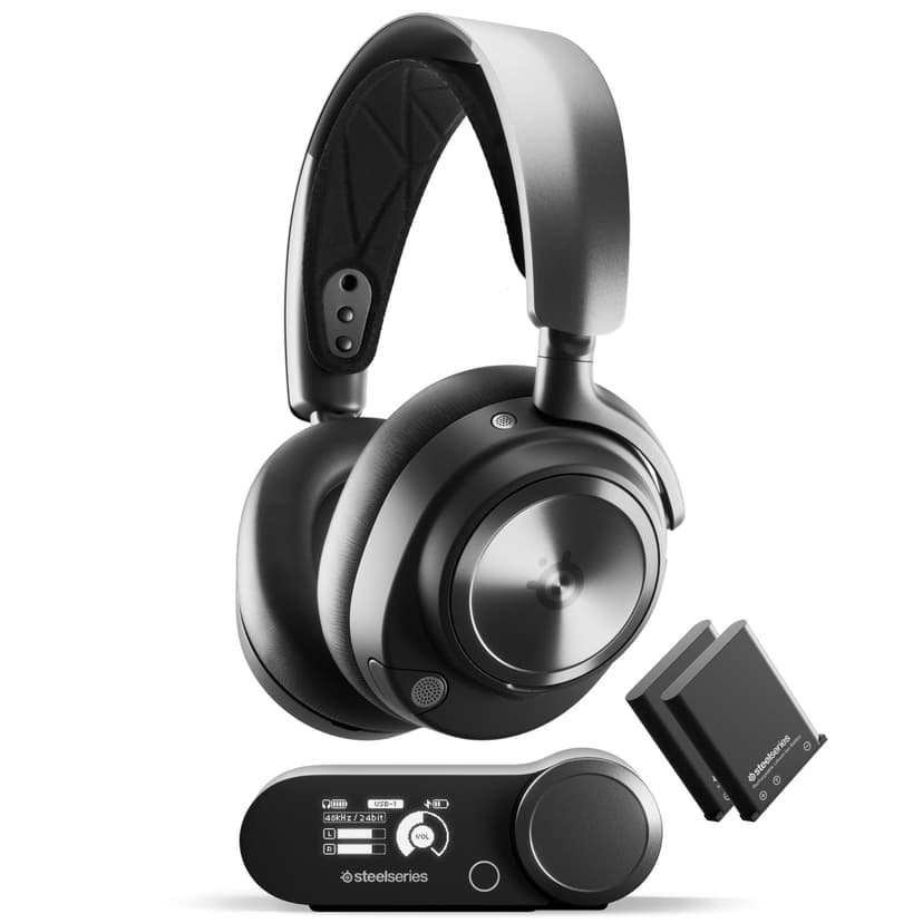 SteelSeries Arctis Nova Pro Wireless - Casque gaming multi-système - Haut-parleurs magnétiques en néodyme - ANC - Autonomie illimitée - Micro ClearCast Gen 2 - PC, PS5, PS4, Switch, Mobile - 1