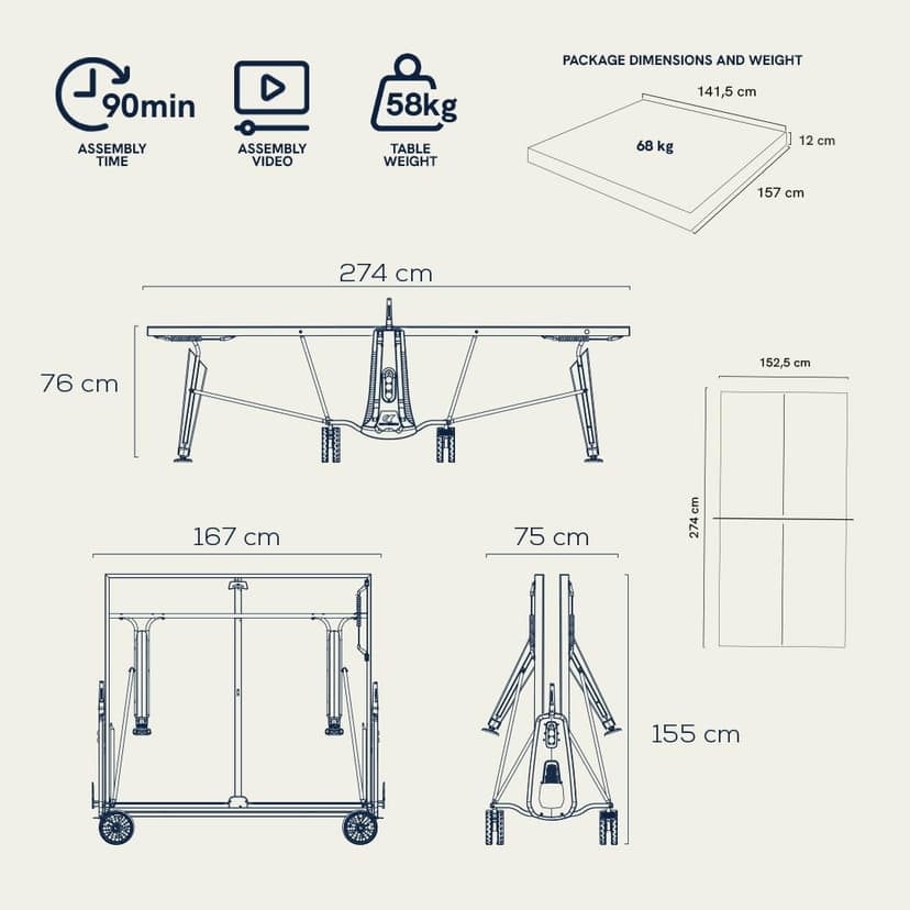 Cornilleau Sport 400X Outdoor Crossover Tennis Table - Blue, One Size, 115103 - 8