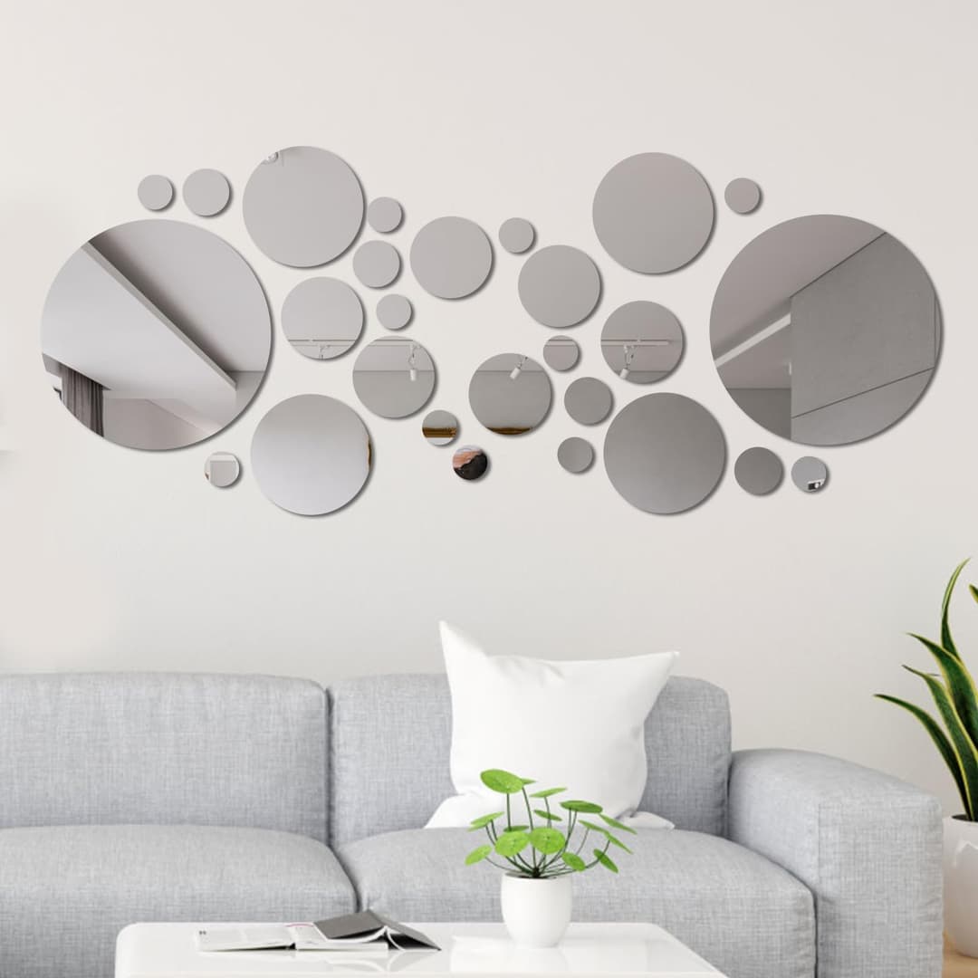 PosyLane 32 Pièces Miroirs Mural Autocollant, Rond Miroir…