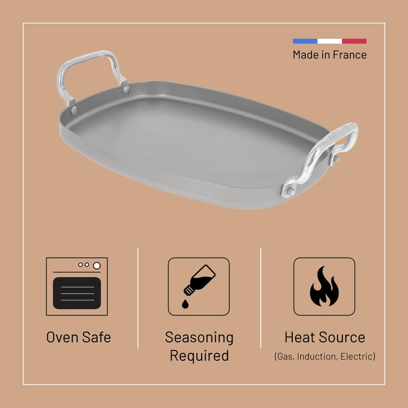 DE BUYER Cookware Grill Pans, Steel, Metallic, Medium - 3