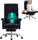 UEV Ergonomic Office Chair with Footrest up to 226 kg, Folding Armrests, Thick Seat Padding, Adjustable Headrest, Desk Chair for Tailor Seat, Computer Chair, Swivel Chair, Home Office, Black - 1