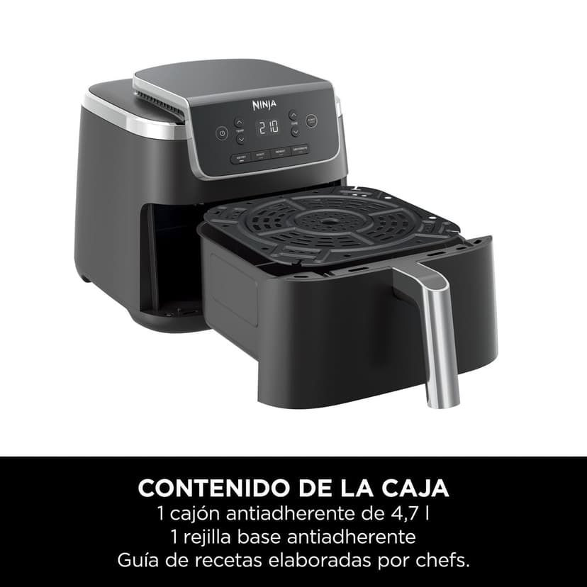 Ninja Air Fryer PRO Friteuse 4,7L, 1 tiroir, 4-en-1, sans huile, rôtir, réchauffer, déshydrater, cuire 1 à 2 portions, à partir de produits surgelés, tiroir, panier antiadhésifs, 2 000 W, Noir AF140EU - 2