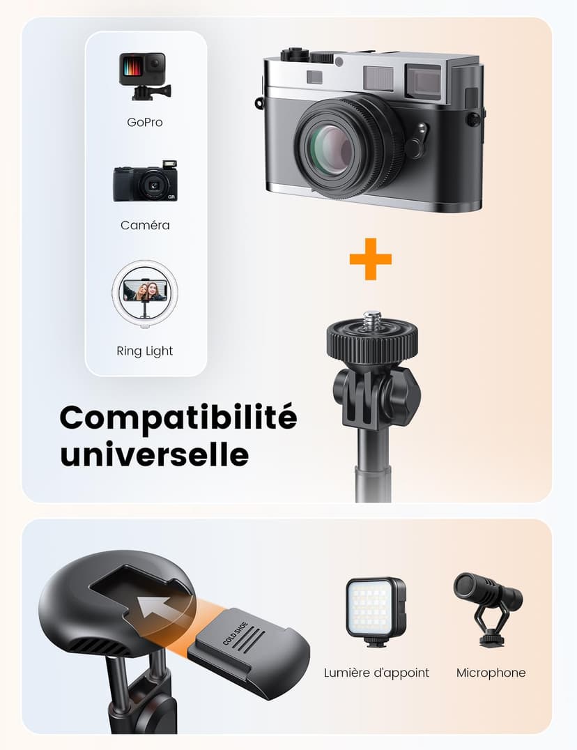 ANXRE 71"/180cm Phone Tripod Monopod, NT79 Extendable Selfie Stick Tripod for Cell Phone＆Camera, Mobile Tripod Stand for Filming, Tripod Stand Holder Compatible with Smartphone Camera - 4