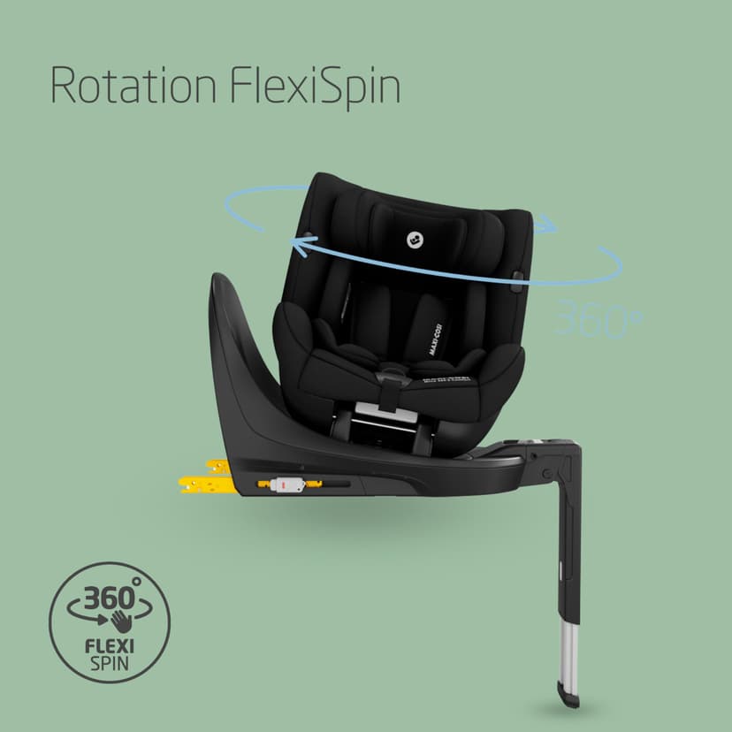 Maxi-Cosi Mica 360 S Comfort, Tissus respirants, Siège-auto isofix 360 pivotant, 0–4 ans (40–105 cm), Rotation FlexiSpin, 5 inclinaisons, Protection G-CELL, Crochets harnais Easy-in, Authentic Black - 2